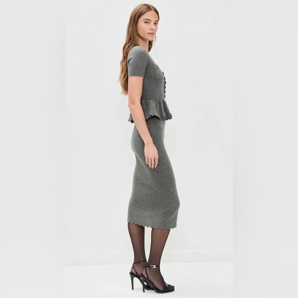 Self-Portrait Gray Peplum Midi Dress - Picture 3 of 14